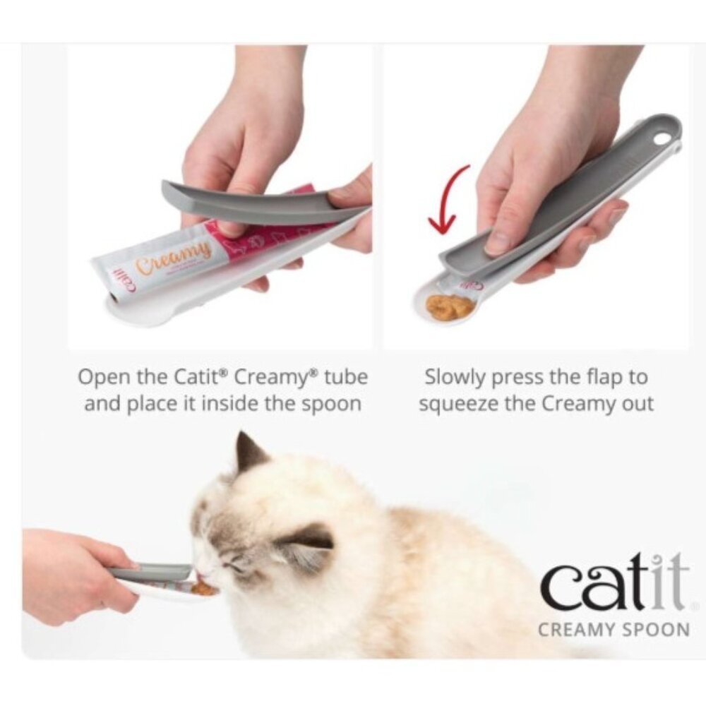 Catit Creamy Spoon Cat Treat Dispenser Feeding Spoon Accessory Tool Pet Cats GUC
